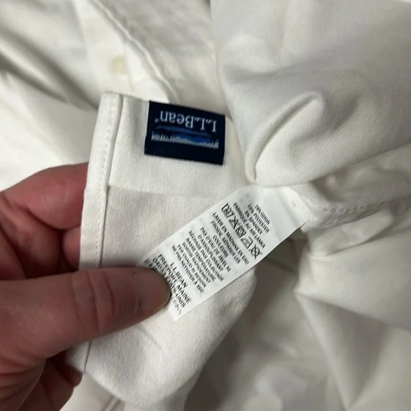 LL Bean Nwt tall true cool slightly fitted stretchy white button down shirt - Picture 7 of 8